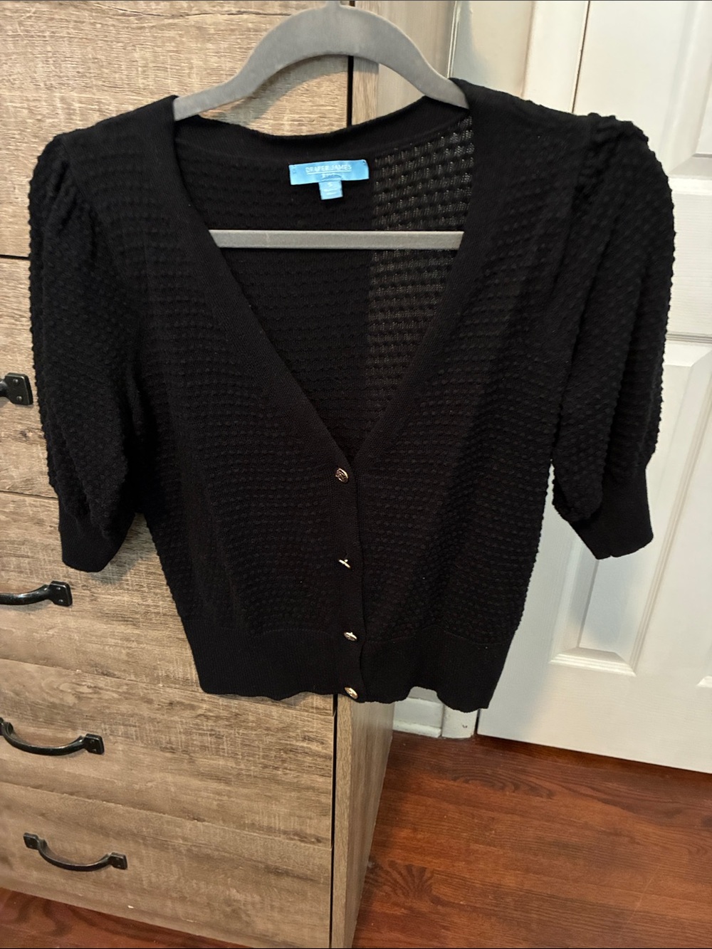 Draper James Black Short-Sleeve Knit Cardigan